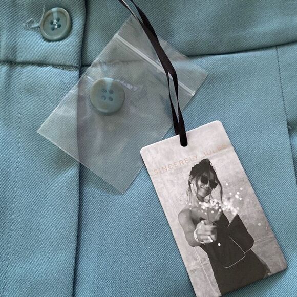 Sincerely Jules NWT Pleated Straight Leg Trousers Light Blue L - Picture 4 of 4